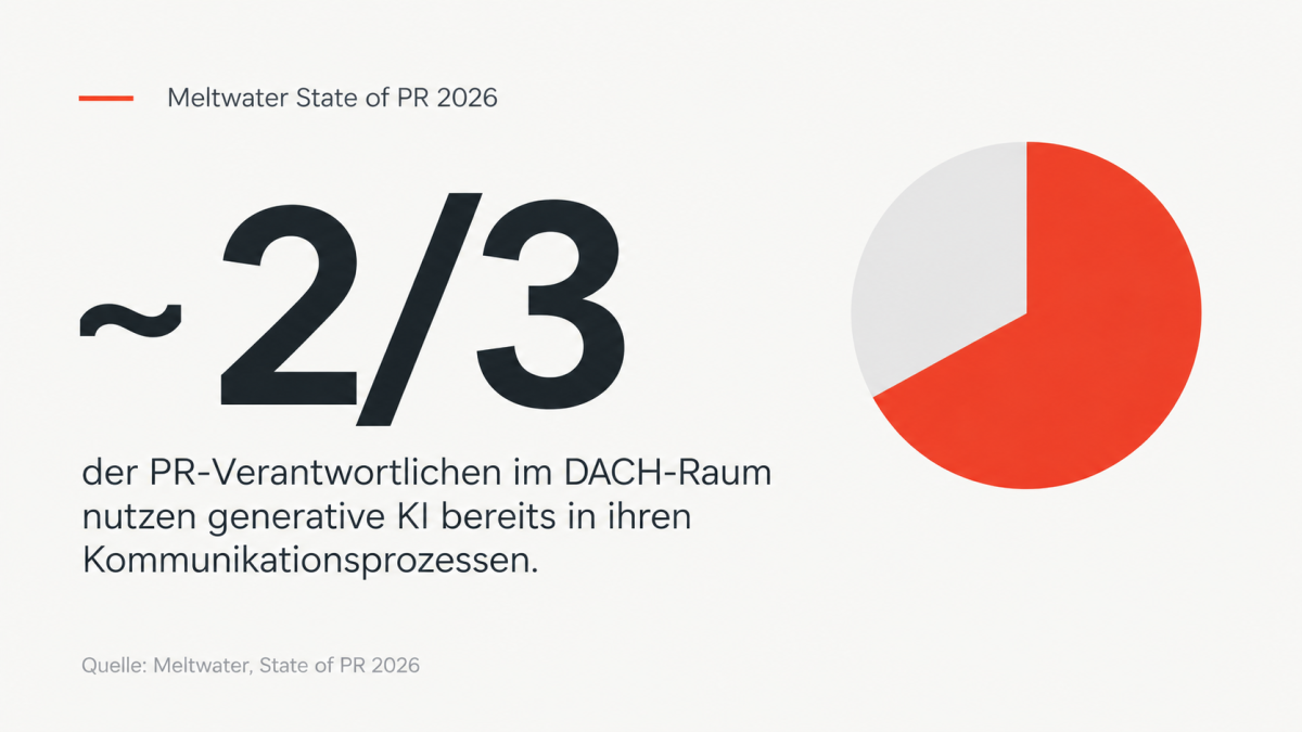 Rund zwei Drittel der PR-Verantwortlichen im DACH-Raum nutzen generative KI bereits in ihren Kommunikationsprozessen.