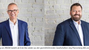 Die Geschäftsführung von JP│KOM besteht ab Ende Mai wieder aus den geschäftsführenden Gesellschaftern Jörg Pfannenberg (60) und Arne Borgards (47).